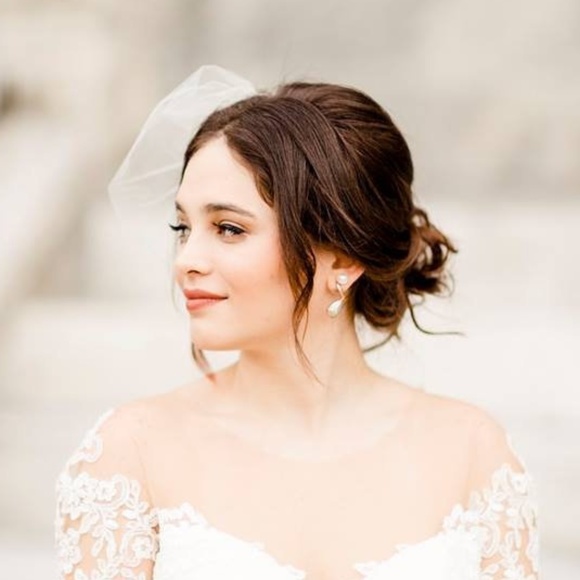 New Handmade Birdcage Blusher Wedding Veil bride main image 2